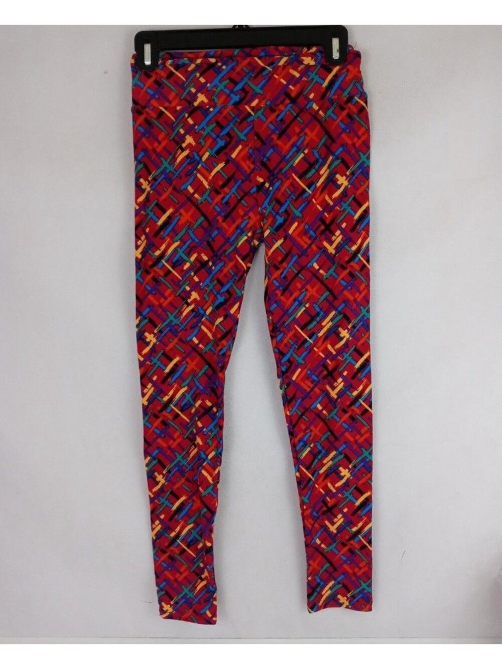 LuLaRoe Leggings OS Red With Colorful Abstract Designs